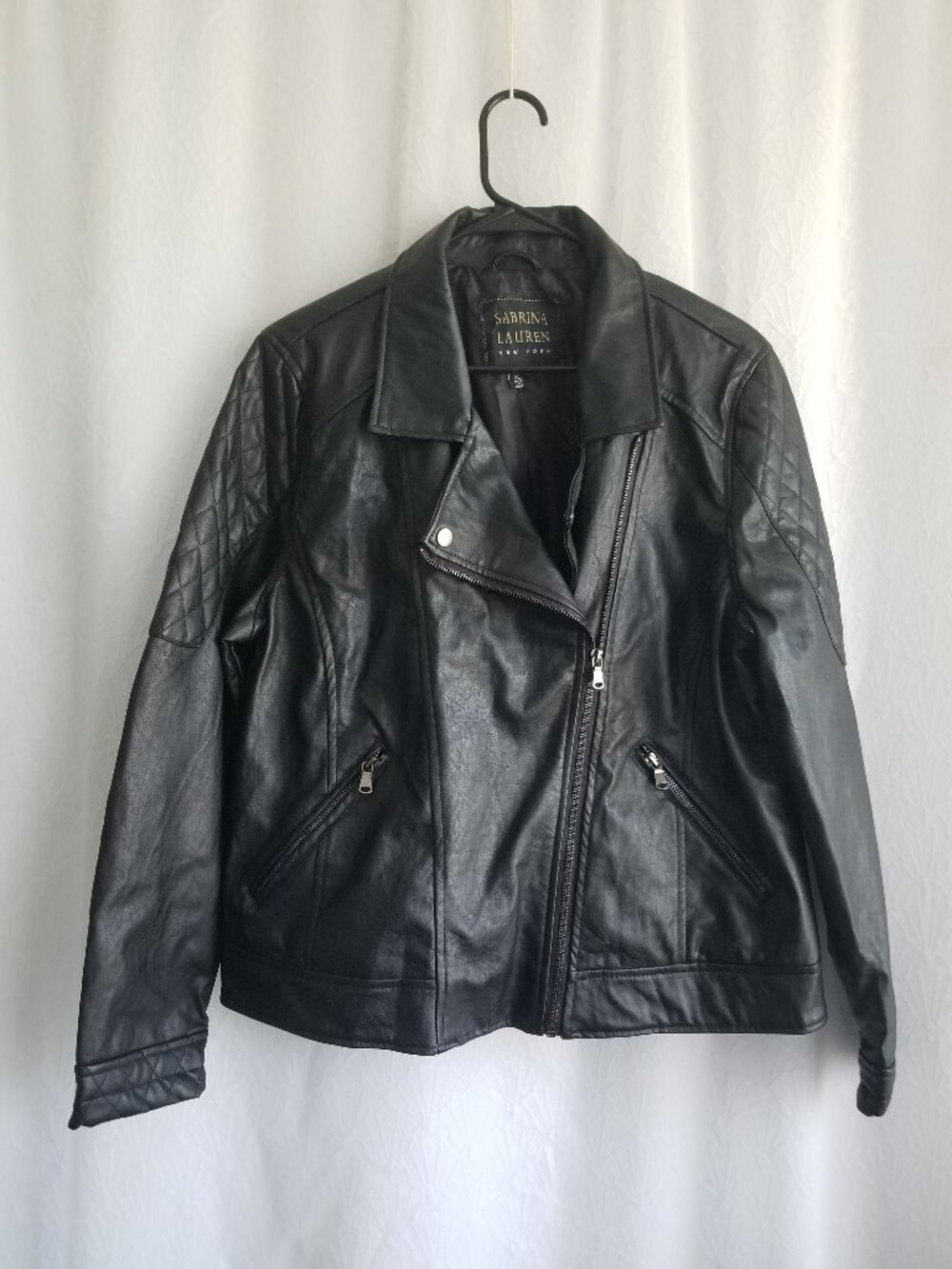 Sabrina Lauren NY Black Faux Leather Moto Jacket XL